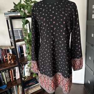 Vintage Abercrombie & Fitch Black Dress with Burnt Orange Design